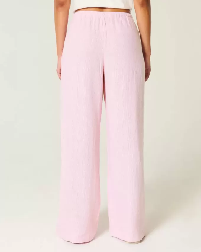Linen-Blend Baggy Pull-On Pants