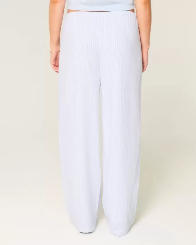 Linen-Blend Baggy Pull-On Pants