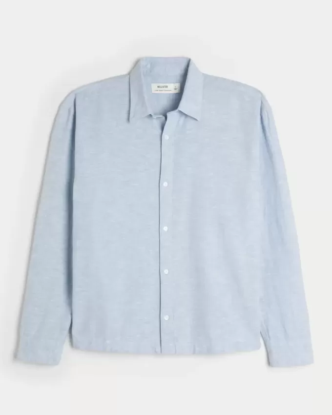 Linen-Blend Button-Through Shirt Linen-Blend Button-Through Shirt