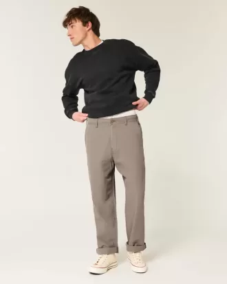 Linen-Blend Flex Waist Baggy Pants