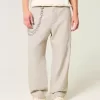 Linen-Blend Flex Waist Baggy Pants
