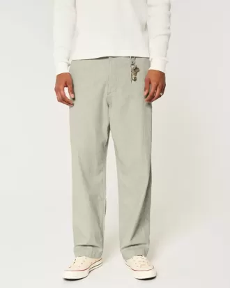 Linen-Blend Flex-Waist Baggy Pants