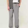 Linen-Blend Flex Waist Baggy Pants