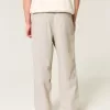 Linen-Blend Flex Waist Baggy Pants