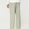 Linen-Blend Flex-Waist Baggy Pants