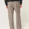 Linen-Blend Flex Waist Baggy Pants
