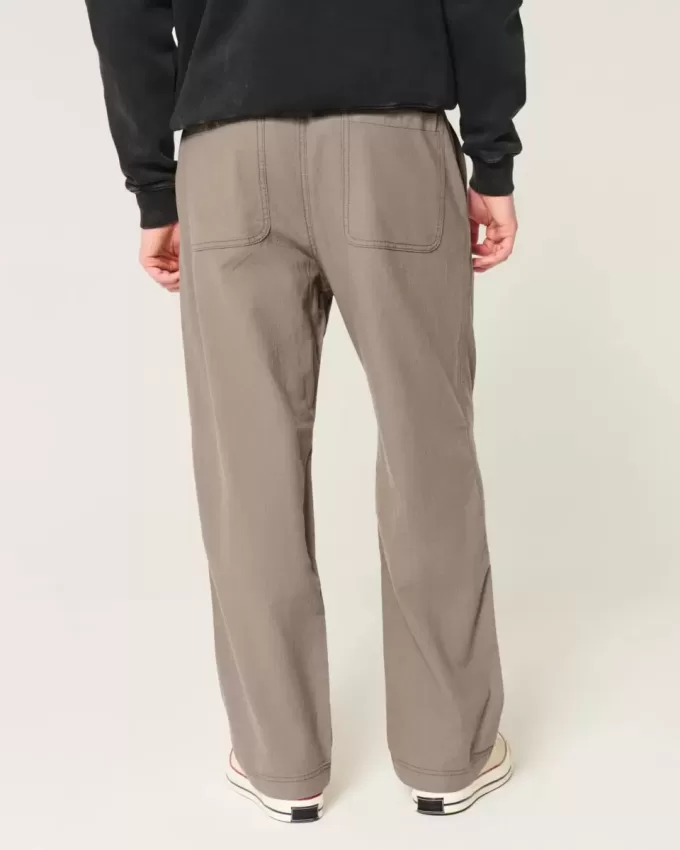 Linen-Blend Flex Waist Baggy Pants