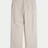 Linen-Blend Flex Waist Baggy Pants