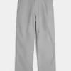 Linen-Blend Flex-Waist Baggy Pants