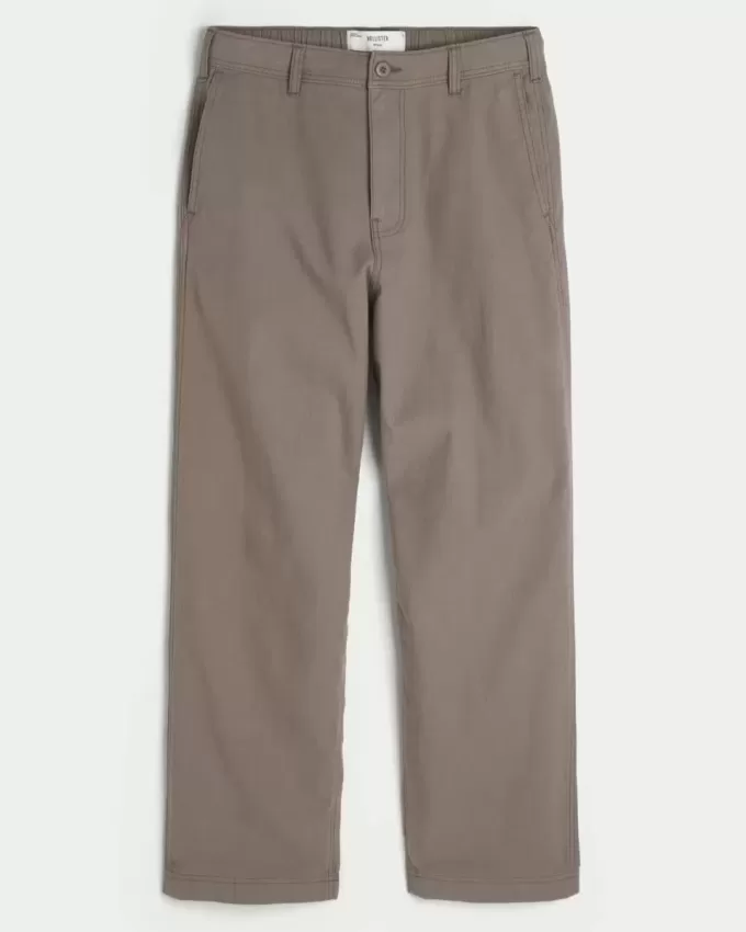 Linen-Blend Flex Waist Baggy Pants