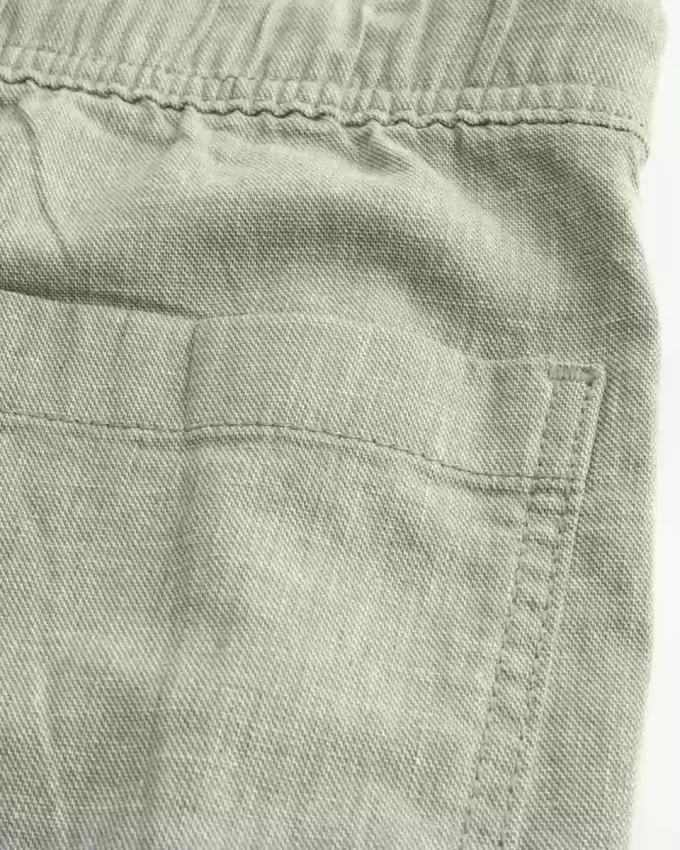 Linen-Blend Flex-Waist Baggy Pants