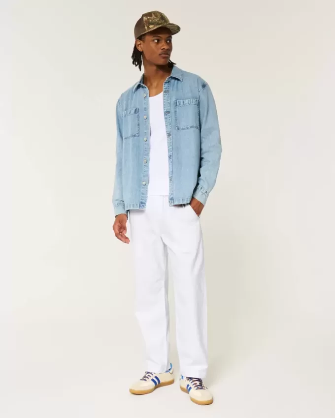 Linen-Blend Loose Pull-On Pants