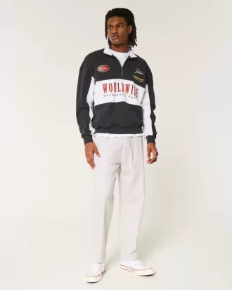 Linen-Blend Loose Pull-On Pants