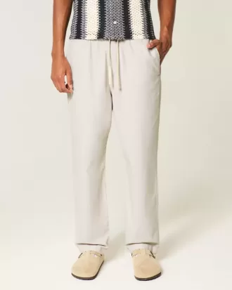 Linen-Blend Loose Pull-On Pants
