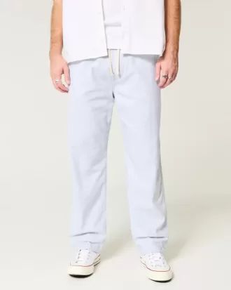 Linen-Blend Loose Pull-On Pants