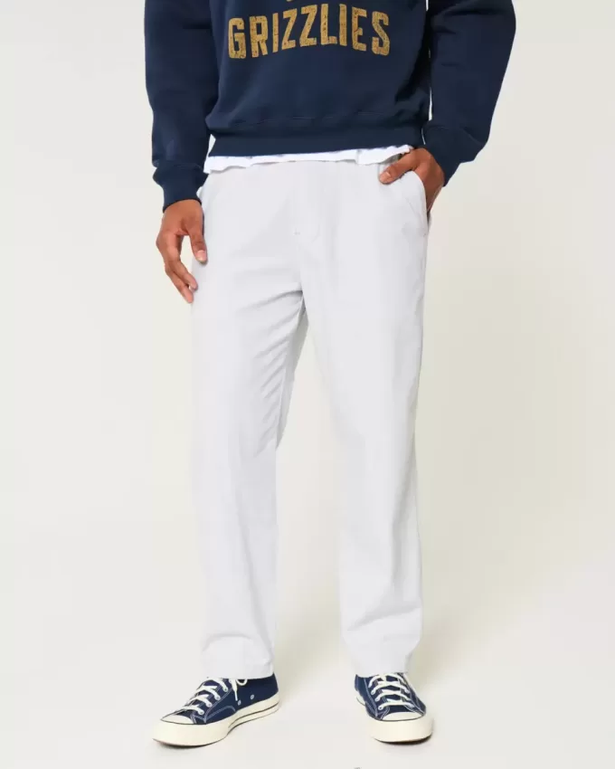 Linen-Blend Loose Pull-On Pants