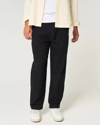 Linen-Blend Loose Pull-On Pants