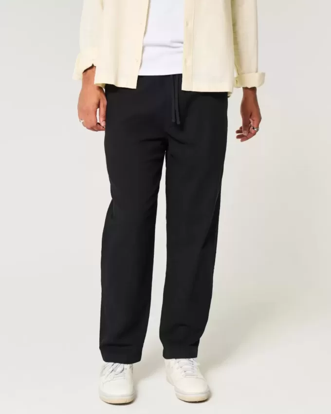 Linen-Blend Loose Pull-On Pants