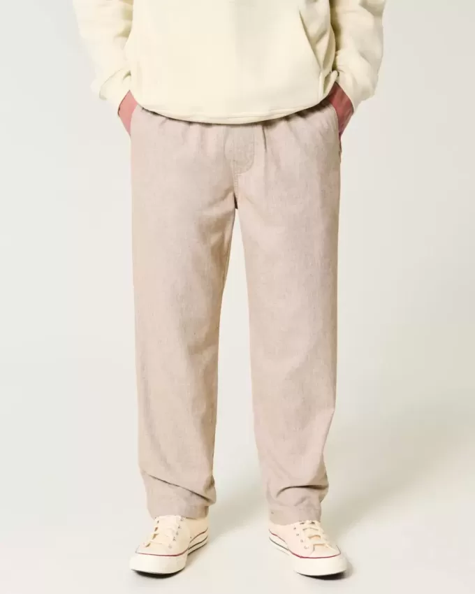 Linen-Blend Loose Pull-On Pants