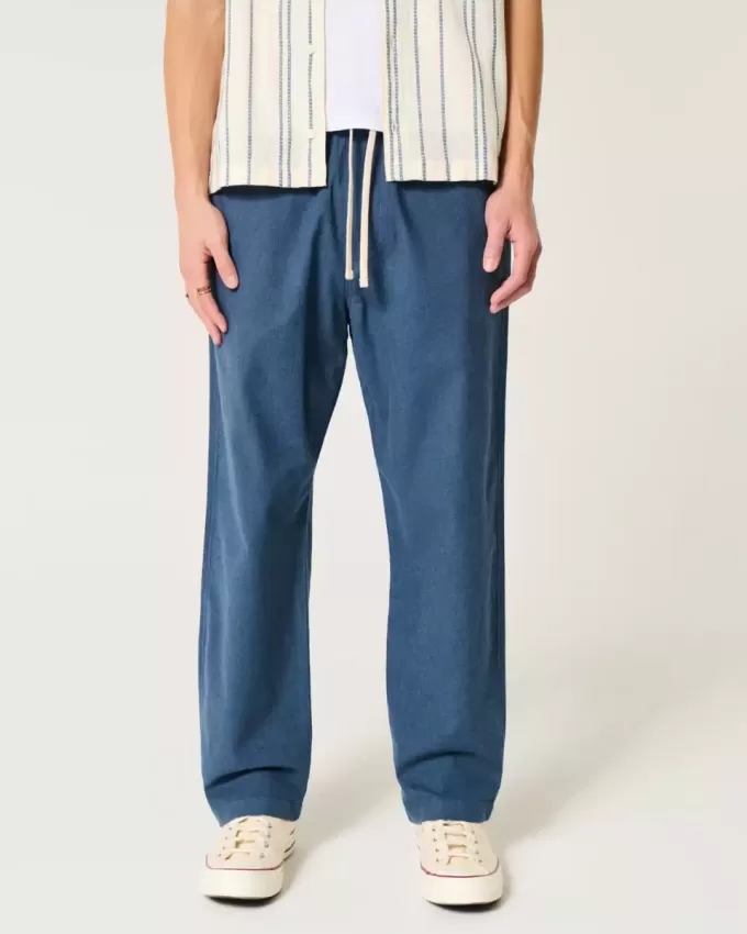 Linen-Blend Loose Pull-On Pants Linen-Blend Loose Pull-On Pants
