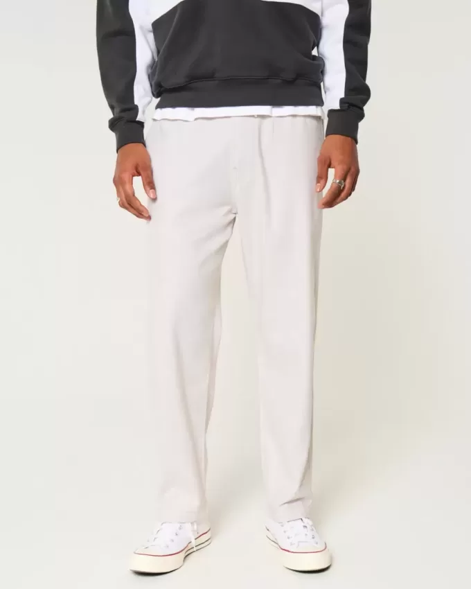 Linen-Blend Loose Pull-On Pants