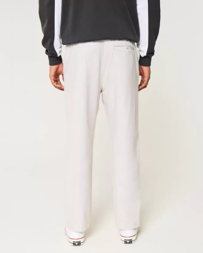 Linen-Blend Loose Pull-On Pants