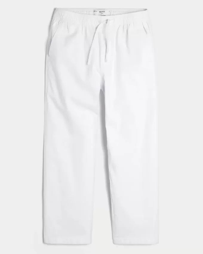 Linen-Blend Loose Pull-On Pants