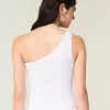 Linen-Blend One-Shoulder Top