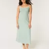 Linen-Blend Open-Back Slip Midi Dress
