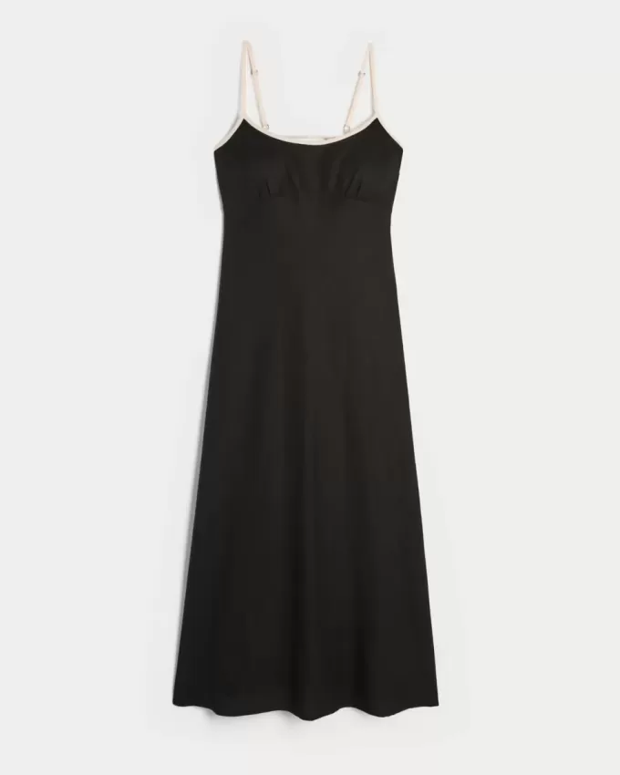 Linen-Blend Open-Back Slip Midi Dress Linen-Blend Open-Back Slip Midi Dress