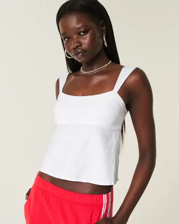 Linen-Blend Open-Back Top Linen-Blend Open-Back Top