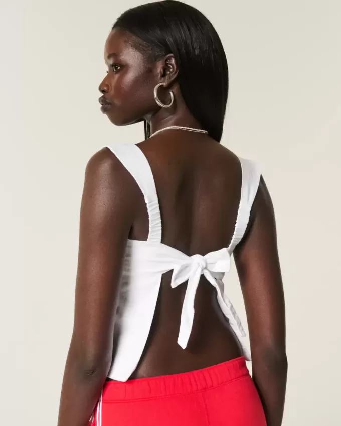 Linen-Blend Open-Back Top Linen-Blend Open-Back Top