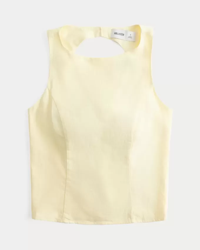 Linen-Blend Open-Back Top Linen-Blend Open-Back Top