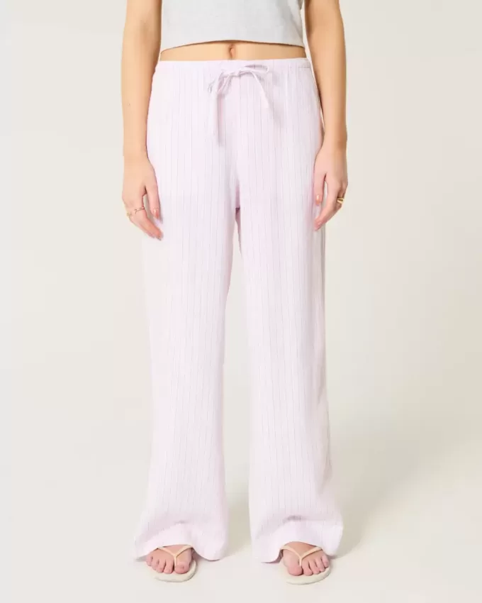 Linen-Blend Pull-On Baggy Pants