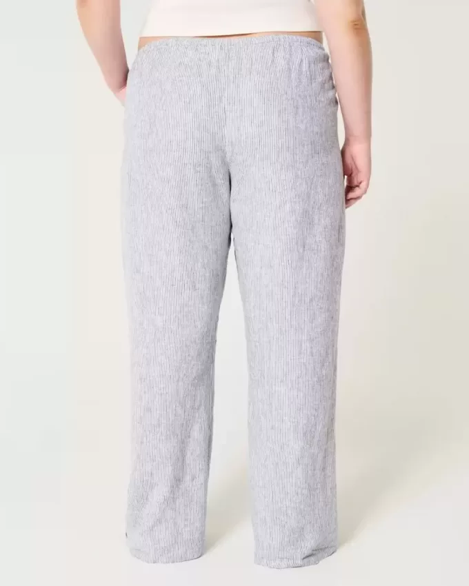 Linen-Blend Pull-On Baggy Pants