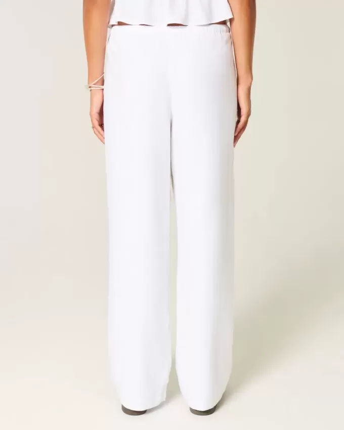 Linen-Blend Pull-On Baggy Pants