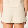 Linen-Blend Side Bow Soft Shorts