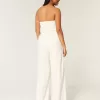 Linen-Blend Strapless Jumpsuit
