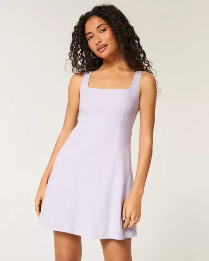 Linen-Blend Structured Mini Dress Linen-Blend Structured Mini Dress