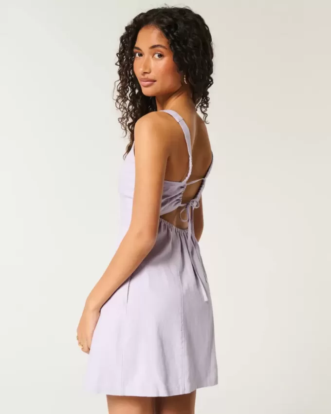 Linen-Blend Structured Mini Dress Linen-Blend Structured Mini Dress