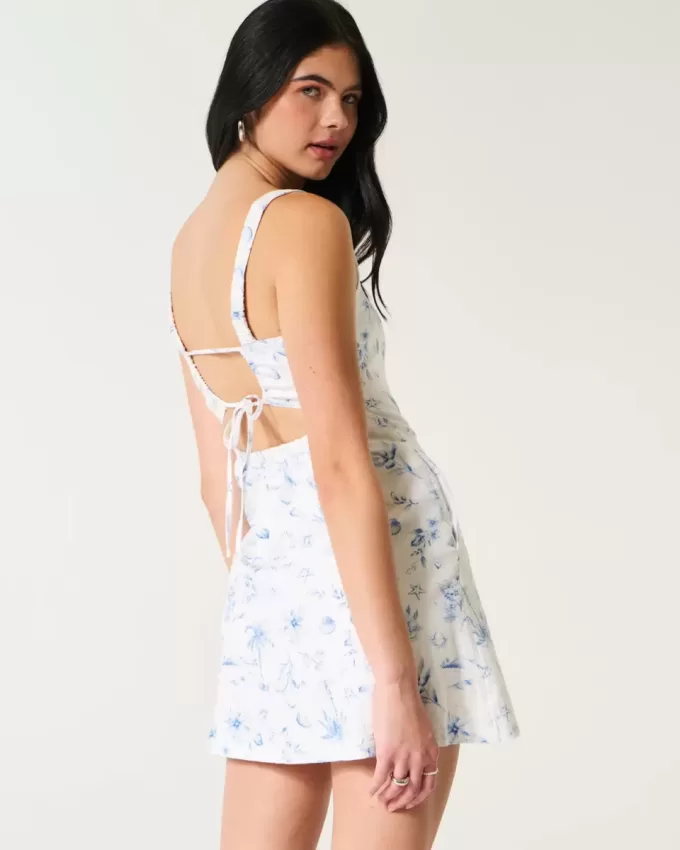 Linen-Blend Structured Mini Dress Linen-Blend Structured Mini Dress