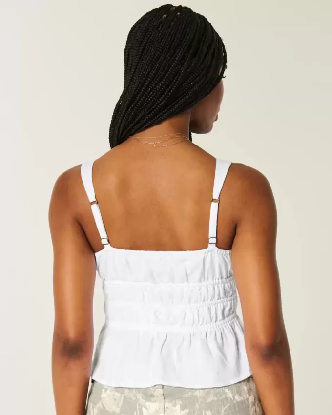 Linen-Blend Tie-Front Peplum Top Linen-Blend Tie-Front Peplum Top