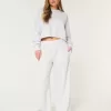 Logo Waist Fleece Wide-Leg Pants