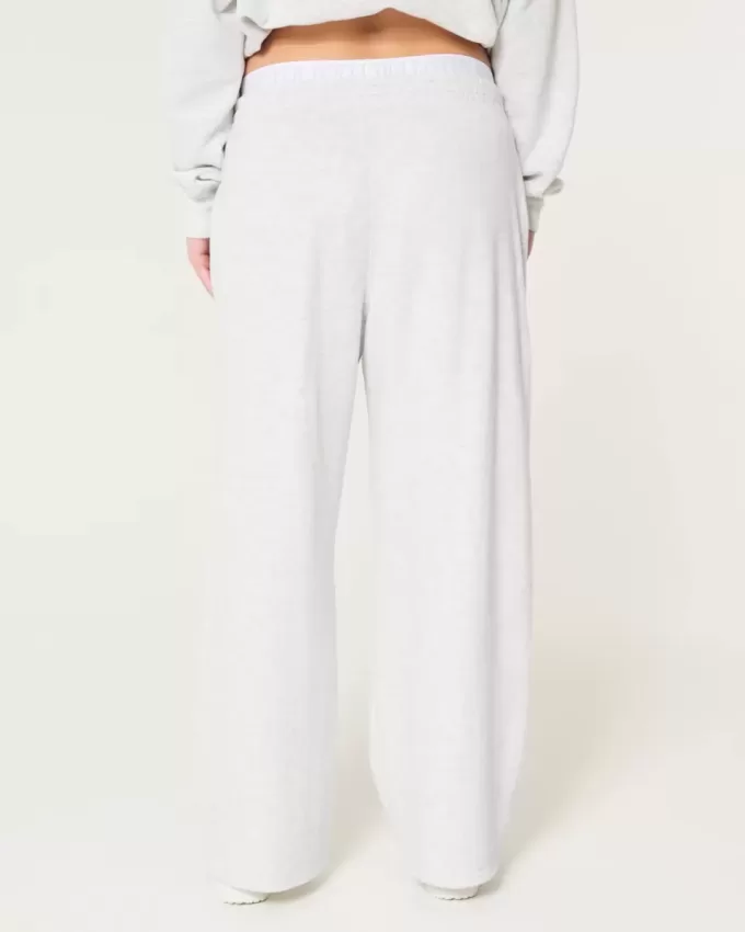 Logo Waist Fleece Wide-Leg Pants