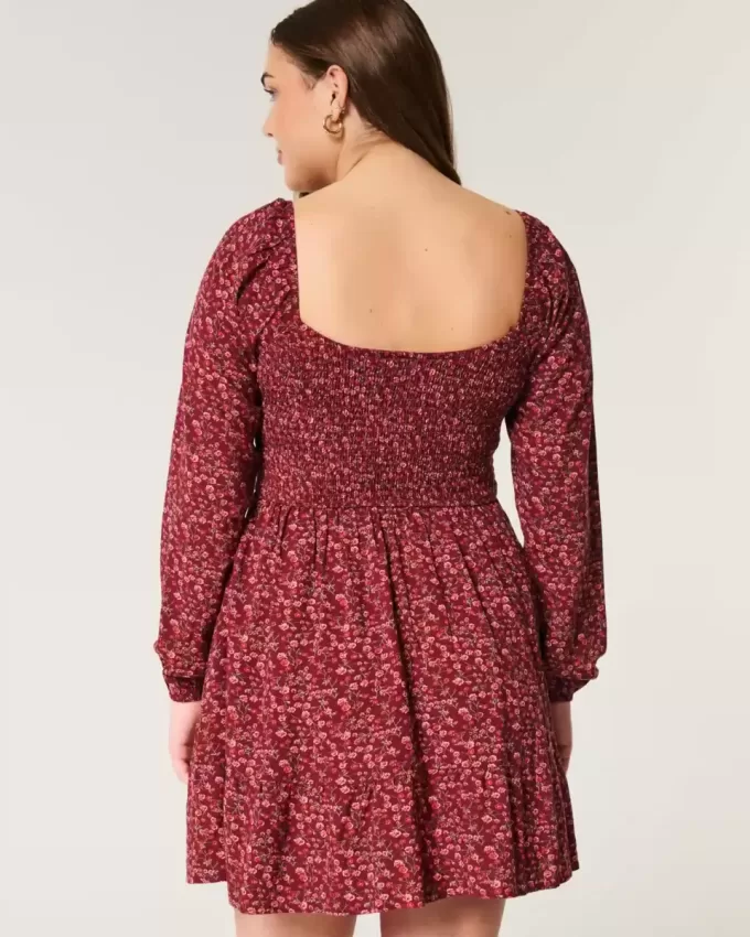 Long-Sleeve Cinch Bust Mini Dress Long-Sleeve Cinch Bust Mini Dress