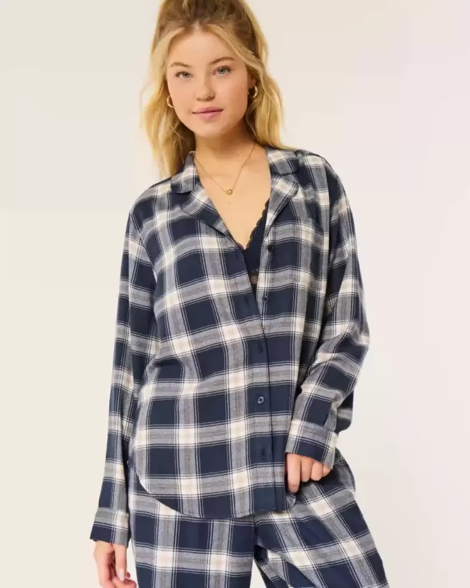 Long-Sleeve Flannel Pajama Top