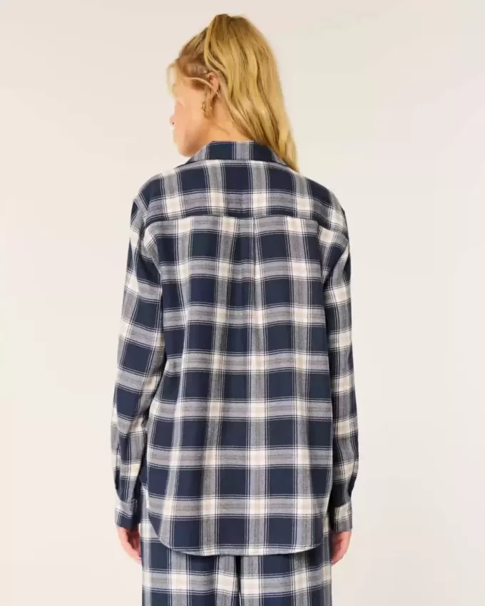 Long-Sleeve Flannel Pajama Top