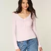 Long-Sleeve Lace Trim Top
