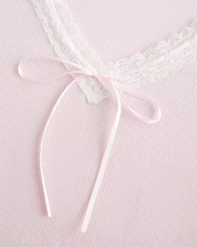 Long-Sleeve Lace Trim Top