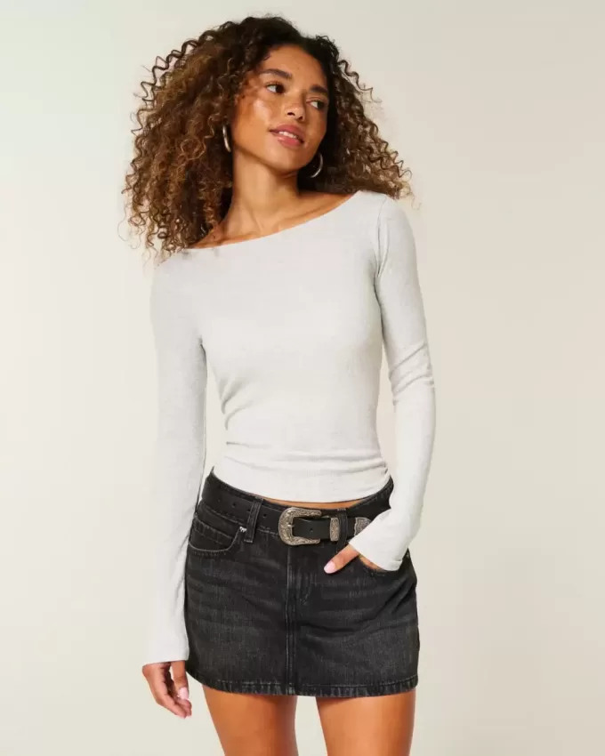 Long-Sleeve Slash-Neck Top Long-Sleeve Slash-Neck Top